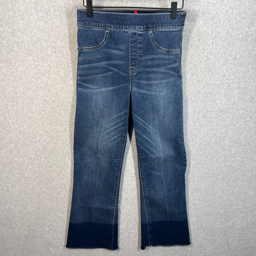 Spanx Cropped Flare Denim‎ Leggings Cropped Boot Raw Hem Small  S